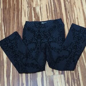 Nanette Lepore Black Velvet Textured Pattern Pants